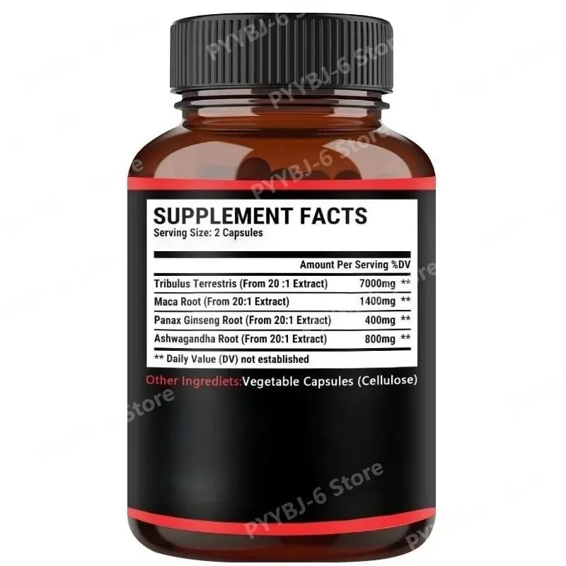 Le supplément Tribulus Terrestris + extrait de racine de maca soutient la vitalité énergétique Santé naturelle à base de plantes sans OGM 90 capsules végétaliennes