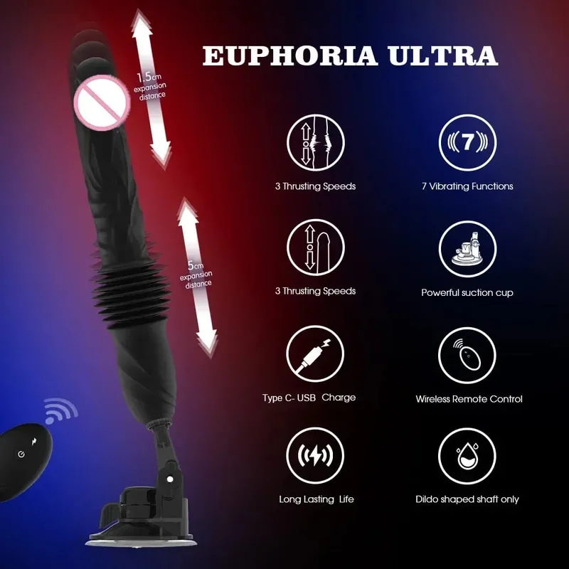 Remote Control King Thrusting Dildo 5cm+1.5cm Dual Expansion Distance 7 Poweful Vibrations Sex Toy Dildo Vibrator for Woman 18