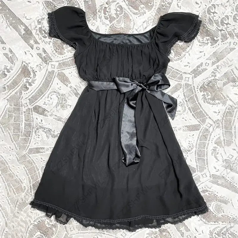Y2K Dres Korean sweet style Subculture Lace Harajuku A-line skirt Rock Goth Streetwear Bowknot Frock Punk Spicy Girls Skirt Chic — image 4