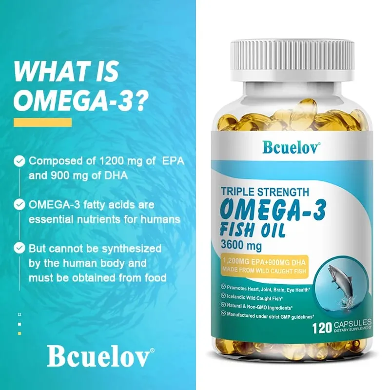 Omega 3 Fish Oil Supplement - 3600mg Per Serving 1200mg EPA & 900mg DHA Support for Heart & Brain Health NON-GMO Capsules — image 5