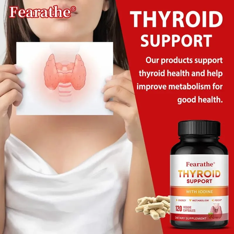 Thyroid Support Capsules Iodine Magnesium Vitamin B12 Complex Relieve Fatigue Mood Energy Metabolism & Mental Focus Supplement