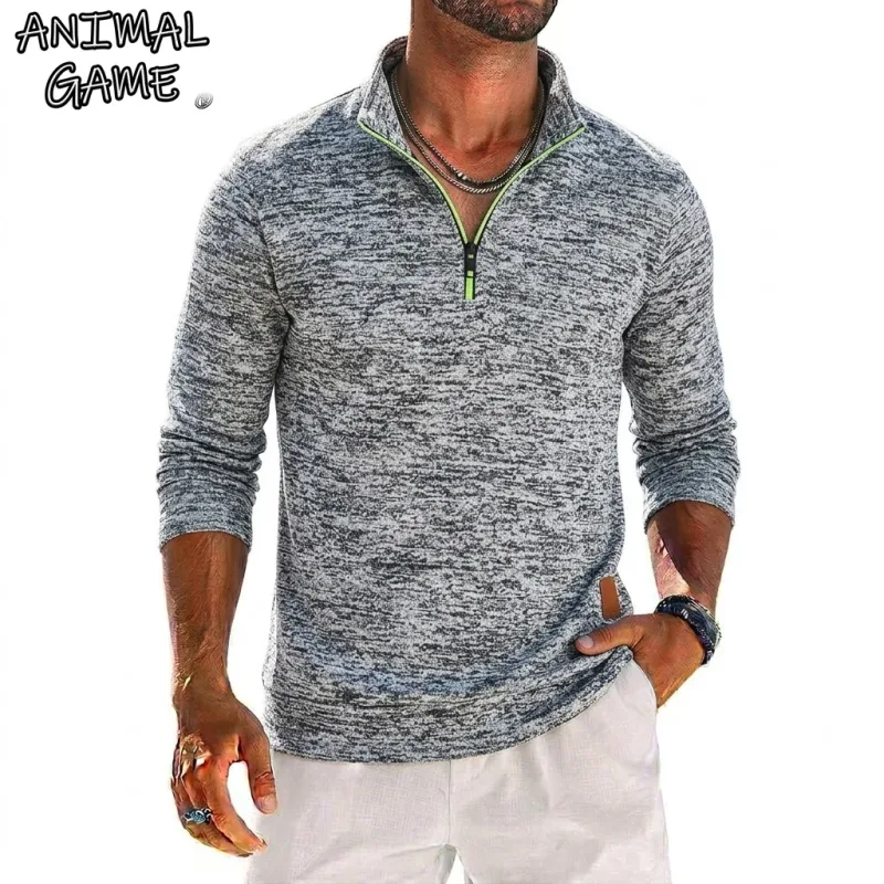 Long Sleeve Quarter Zip Men's Sweatshirt Solid Pullover Man Zip Up Hoodies for Man Casual Mens Coats Male Sweatshirt Poleron Men — image 12