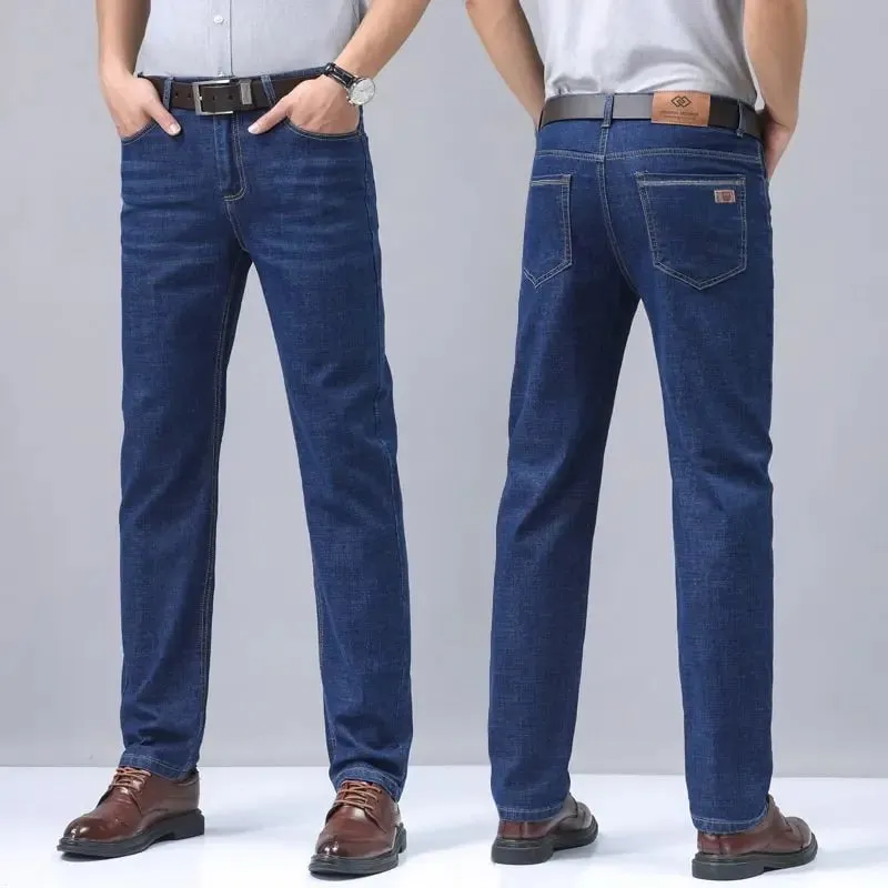Men's Slim Fit Straight Leg Jeans Simple Casual High-quality Classic Retro Pants