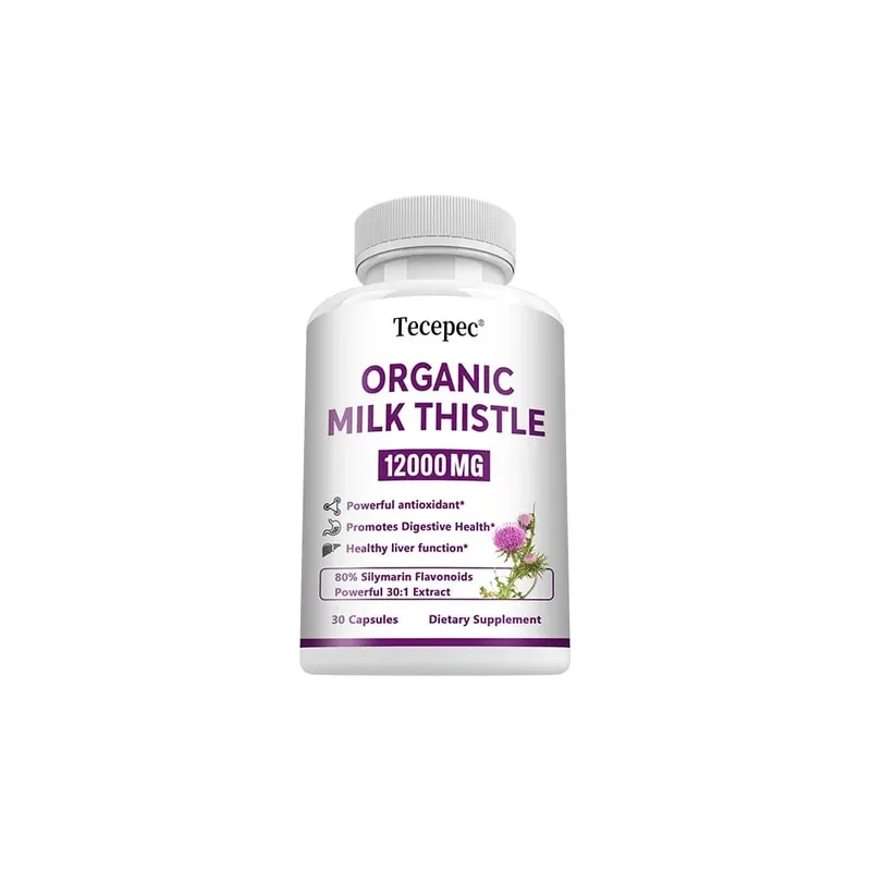 Estratto di cardo mariano biologico Capsule da 12000 mg Salute dell'apparato digerente del fegato Supporta la funzionalità epatica Antiossidante Non OGM Vegetariano — image 8
