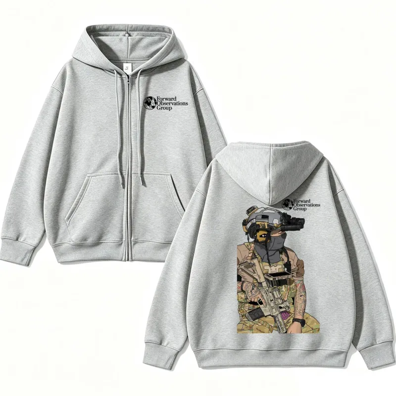 Forward Observations Group Graphi Zip Up Hoodie Fashion Skeleton Gothic Sportwear Men Women Fleece Loose Jackets Streetwear Male — image 8