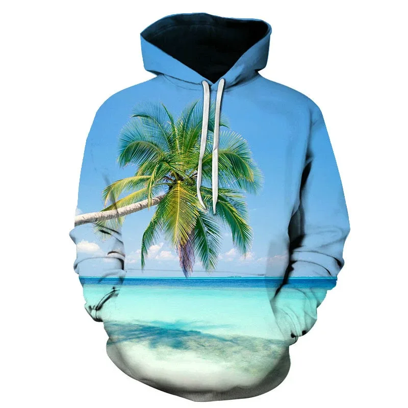Hawaiian Four Seasons Fun 3D Printed Casual Hoodie Men's Cool Sunshine Beach Street Hoodie Full Style Trendy Style Tops