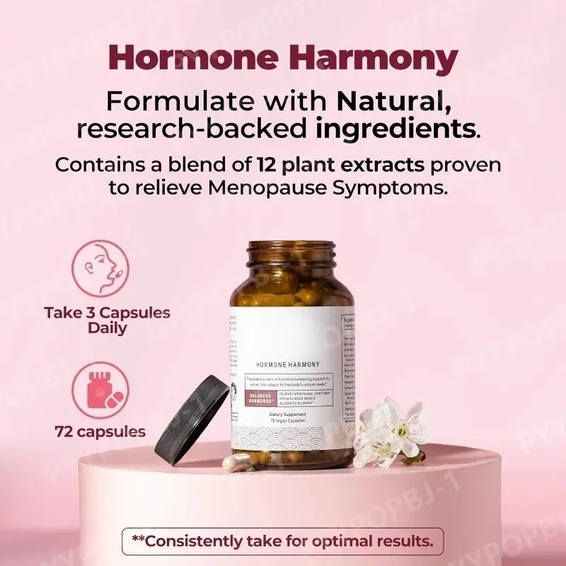 Κάψουλες Hormone Harmony με Φυσικό Βοτανικό Συμπλήρωμα Υποστήριξη Ευεξίας για Γυναίκες Ανακούφιση Εμμηνόπαυση Ορμονική Ισορροπία 72 Αριθμός