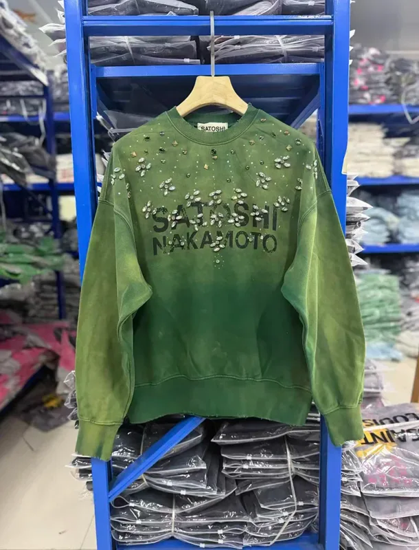 2026 Washed Crewneck Satoshi Nakamoto Hoodies Men Woman Vintage Fashion Streetwear Damaged Hole Old Sweatshirts Pullover