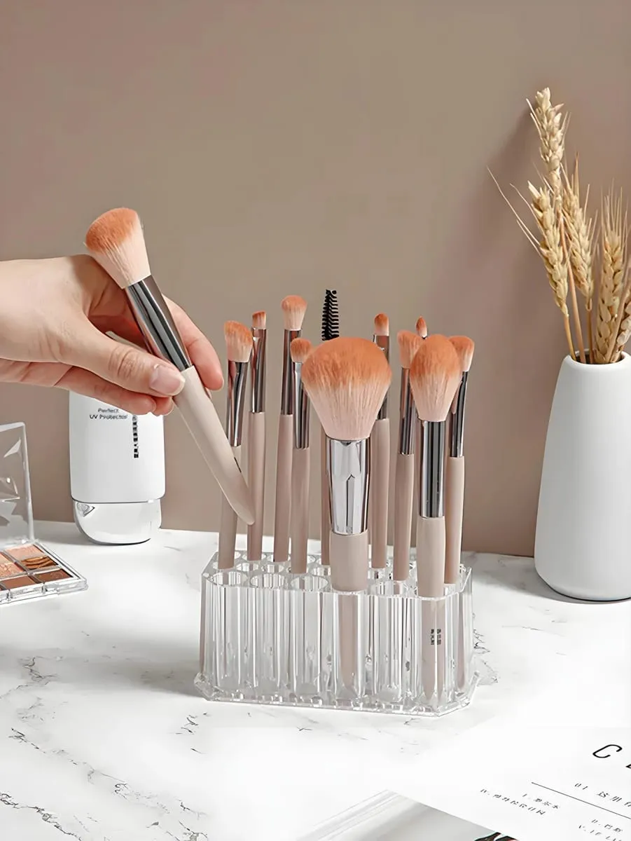 1pc Clear Acrylic 26Hole Brush Stand Multifunctional Makeup Brush Holder Display Case for Nail Art Tools and Cosmetic Brushes