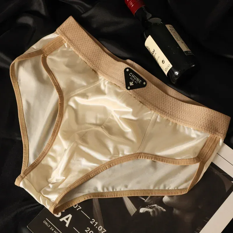 1/3PCS Men's Briefs Ice Silk Satin-like Briefs Men's Underpants Summer Breathable Quick Drying Panties Sexy U Pouch Underwear — image 7