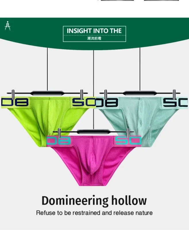 2PCS Ribbed Texture Male Triangle Underwear Letter Elastic Waist U Convex Pouch Briefs BS813 — image 5