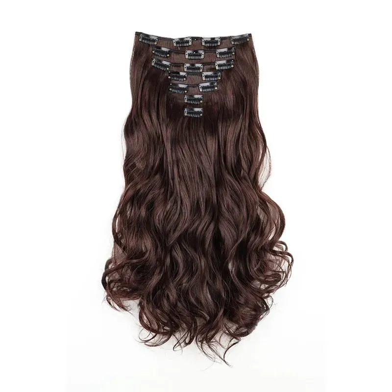 Clip In Hair Extensions 7 PCS Full Head 18Inch Long Curly Wavy Synthetic Hair Pieces Natural Wavy For Women GirlsHair cosplaywig — image 9