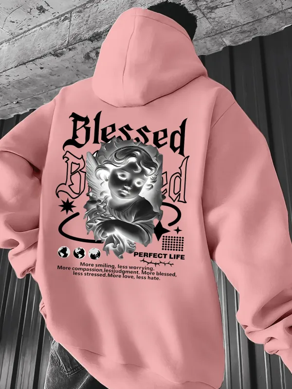Men's Aesthetic Angel Hoodie Hip Hop Sports Streetwear Blessed Vintage Cherub Print Casual Loose Pullover Sweatshirt Tops — image 7