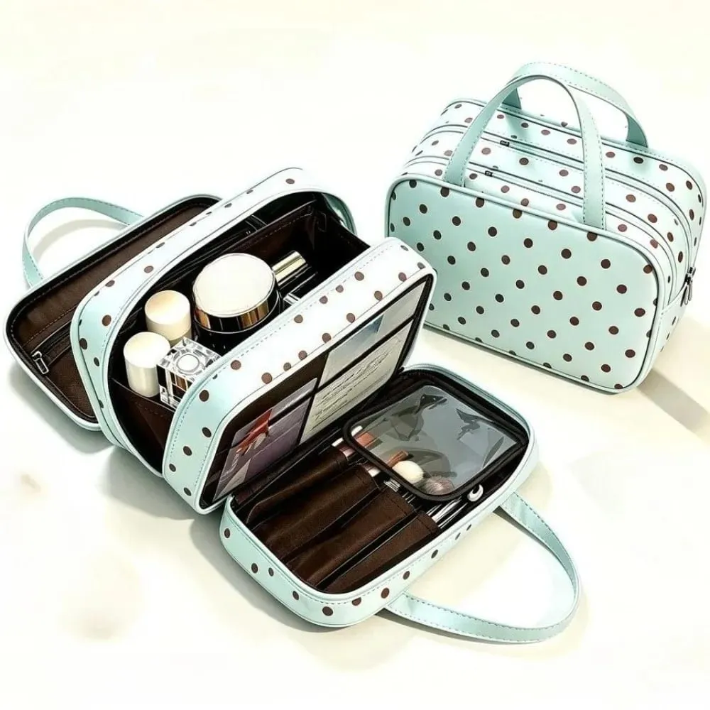 Waterproof Makeup Brush Organizer Bag Multilayer Portable PU Travel Cosmetic Handbag Storage Pouch Makeup Brushes Toiletries Bag — image 1