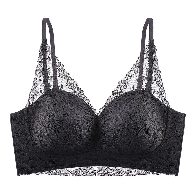 French-style exquisite lace autumn and winter lingerie for women with small busts push-up no underwire anti-sagging seamless — image 8