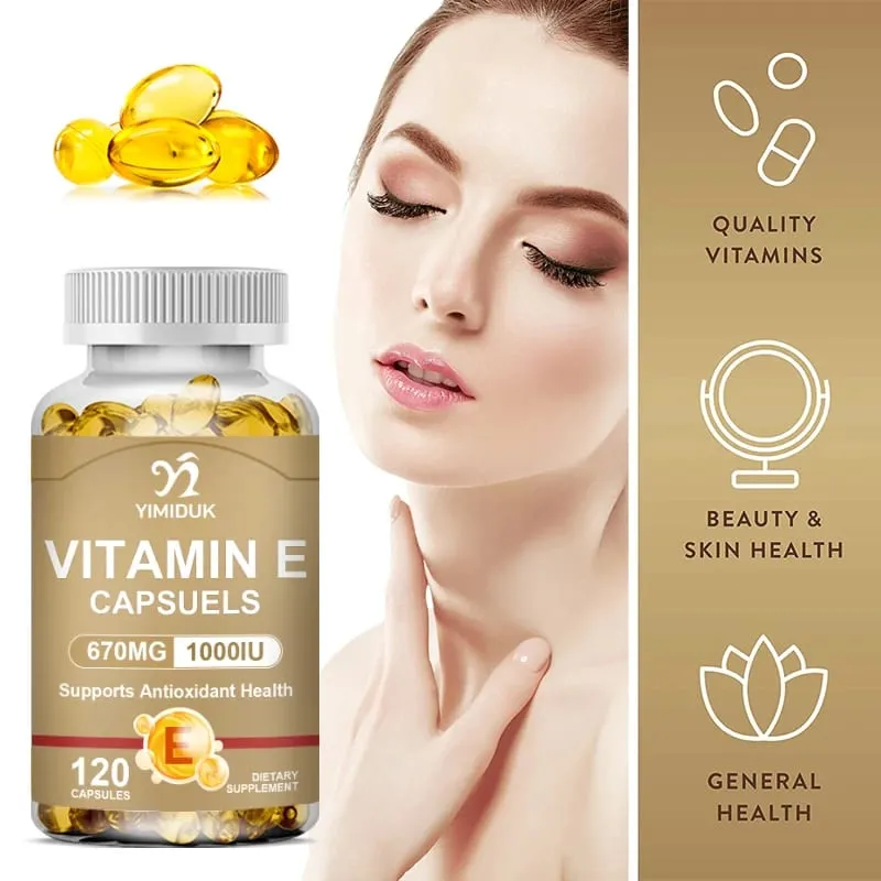 Vitamin E Supplements with Tocopherols & Safflower Oil Support Elasticity Shrink Pores Combat Aging & Antioxidant Immune