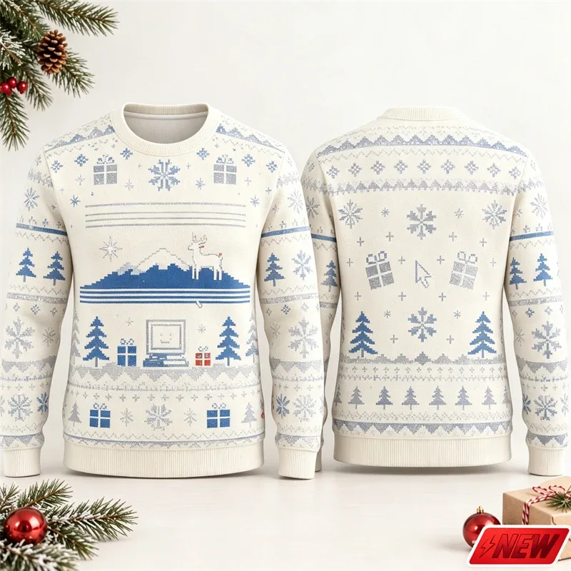 Fashion Ugly Christmas Fake Sweater Men Merry Christmas Sweatshirts 3D Print Funny Computer Message Graphic Sweatshirt Unisex — image 9