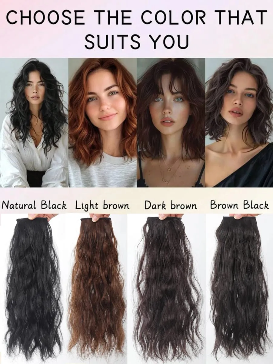Women Water Wave Extensions Clip In Hair Extensions Invisible Synthetic Wig Piece Suitable Thinning Hair Increase Hair Volume — image 5