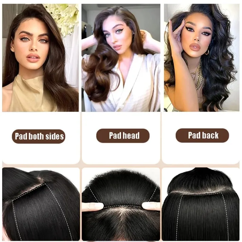 30 cm synthetisches, kurzes, gerades Pad, unsichtbare Haarverlängerung, Futter der Haaroberseite, Seitenabdeckung, Haarteil für Frauen