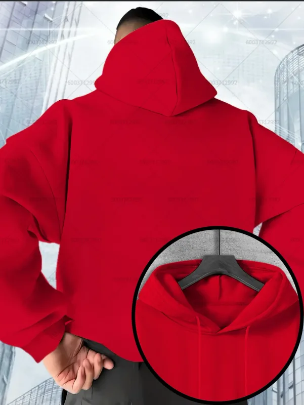 Fashion Men's Heavy-duty Cotton Hoodies Women Fleece Sweatshirt Pullover Casual Unisex Autumn Winter Long Short Sleeve Oversize — image 15