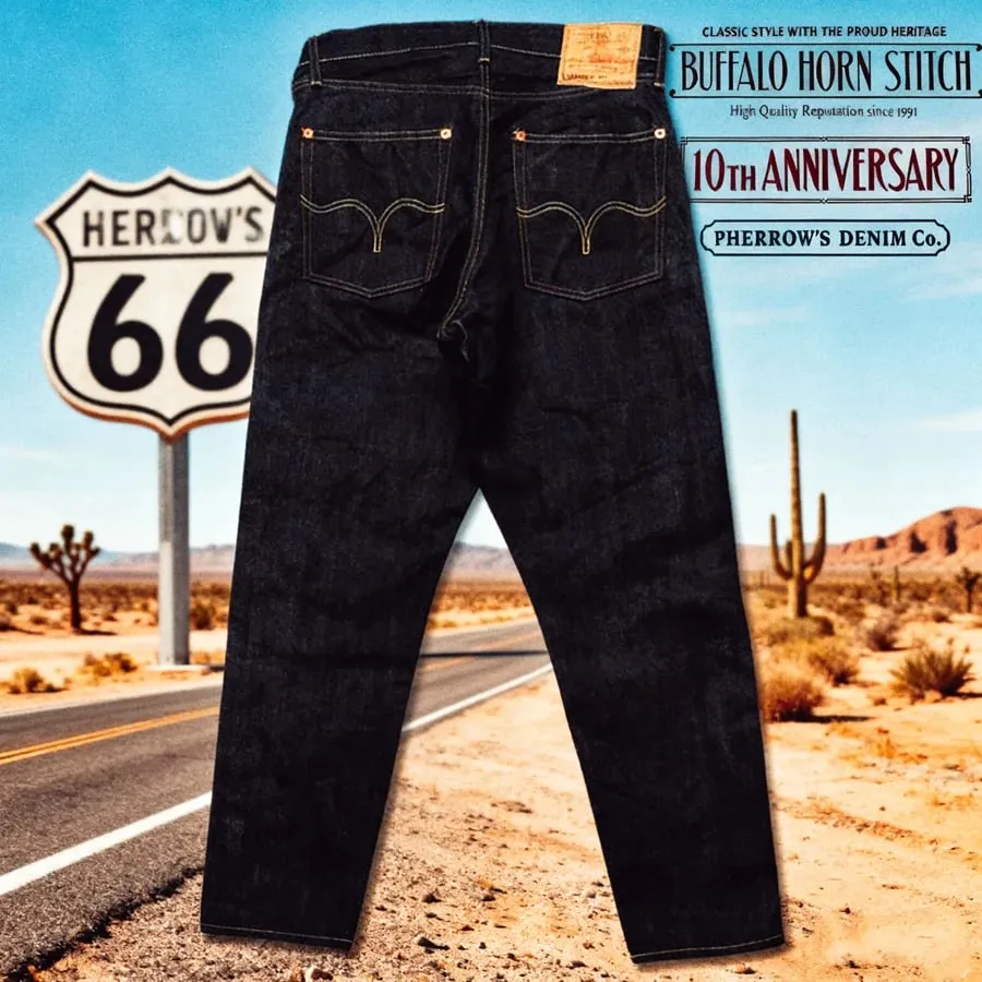 Pherrows 10th Anniversary Indigo 15.2oz Deerskin Vintage Red Ear Jeans