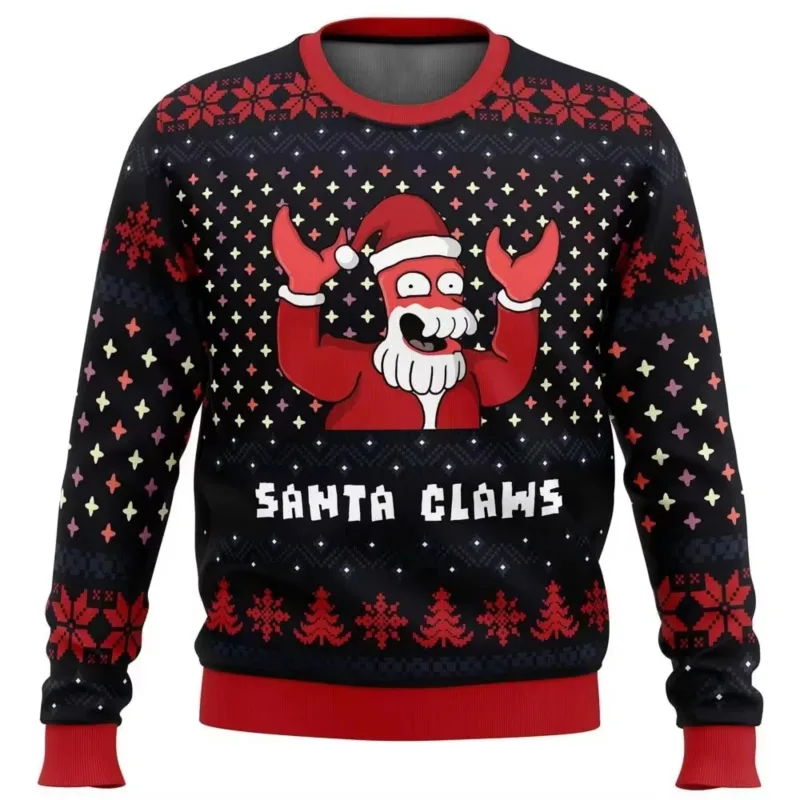New 2026 Merry Christmas Santa Claus 3D Printed Christmas Sweater Holiday Merry Christmas Autumn Round Neck Pullovers Sweatshirt