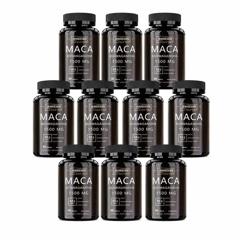 유기농 마카 뿌리 분말 캡슐 1500mg, 마카 뿌리 추출물 Ashwagandha 검은 후추 보충제 함유 남성용 — image 11