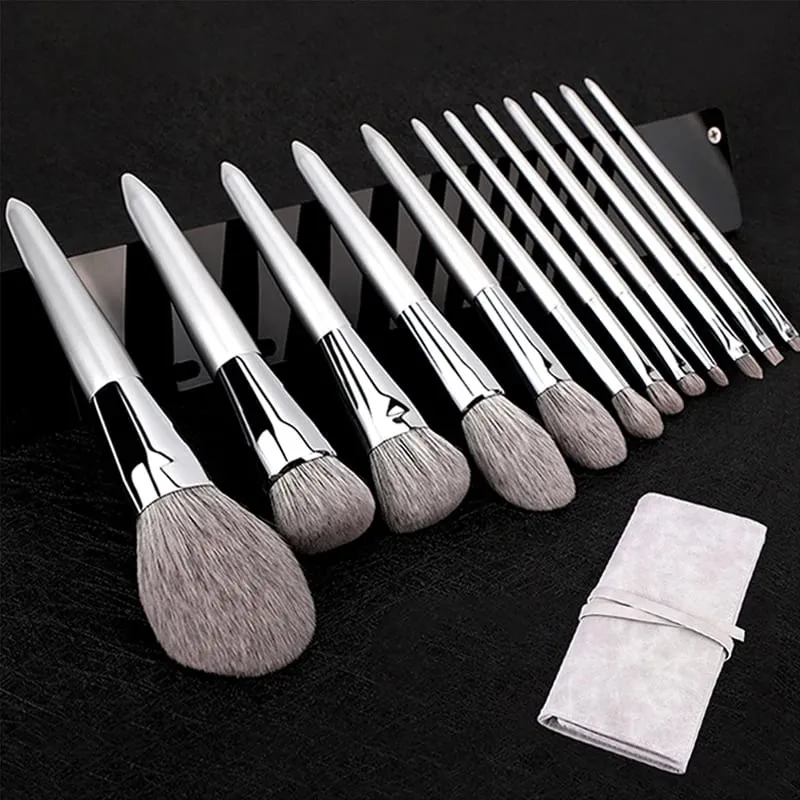 Kit Berus Mekap 12PCS Alat Mekap Bibir Bedak Asas Rambut Kambing Asli Asli Kontur Kening Pembayang Mata — image 8