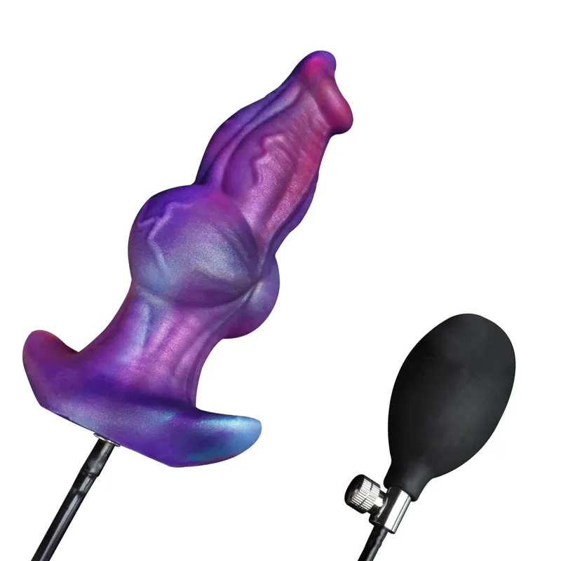 New Magnetic Inflatable Dildo Retractable Anal Plug Dog Penis Prostate Expansion G-Spot Stimulator Anus Dilator Adult Sex Toys