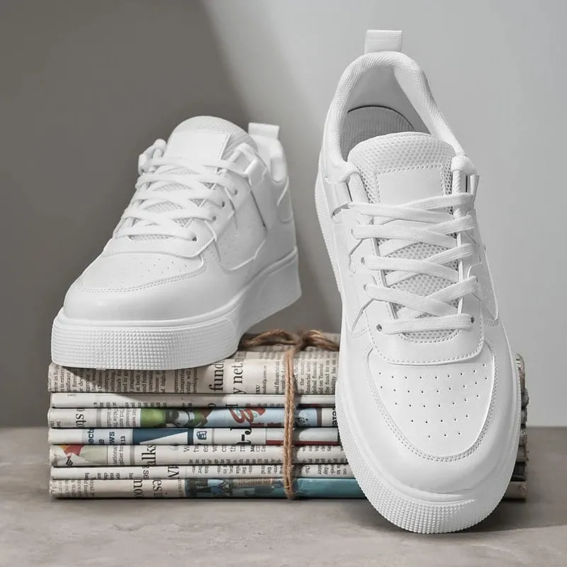 Men's White Black Casual Sneakers Thick Sole Platform Skateboard Shoes Fashion Breathable Streetwear Men's Sports Shoes — image 3