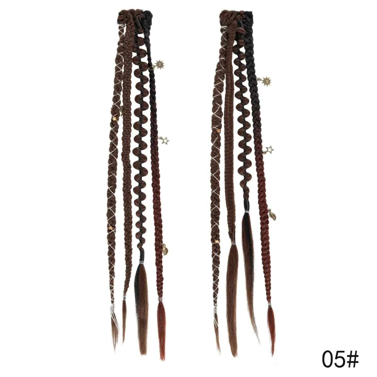 2Pcs Clip in Braided Hair Extensions for Women 16/20 Inch Handmade Synthetic Boho Clip in Braid Hairpieces with Beads & Charms — image 12