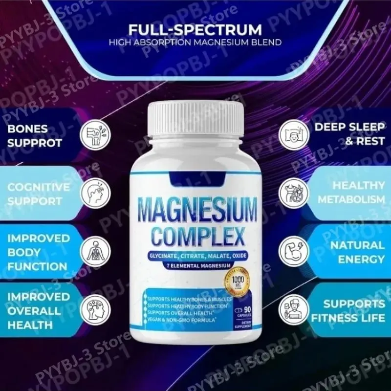 Magnesium Supplement 1000mg 7 in 1 Complex with Glycinate Citrate Malate Taurate Supports Muscle Relaxation Sleep Support 90 Ct — image 6
