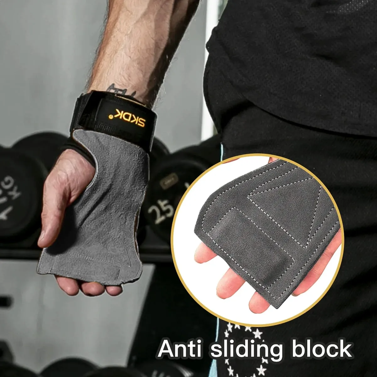 2Pcs Gym Gloves Fitness Hand Palm Protection Equipment Anti Slip Wear-resistant Wrist Wraps Hard Pull Weight Lifting Grip Pads — image 5