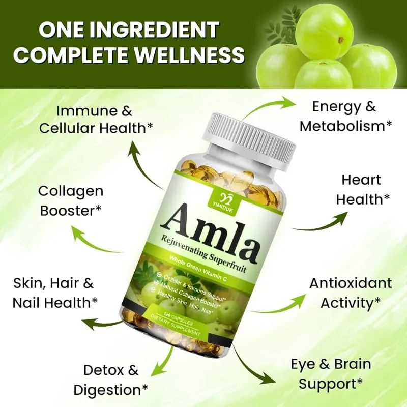 Buy 1 Get 1 Free! Pure Amla Capsules Helps Maintain Healthy Glucose Levels Metabolic Balance Improves Complexion from Within