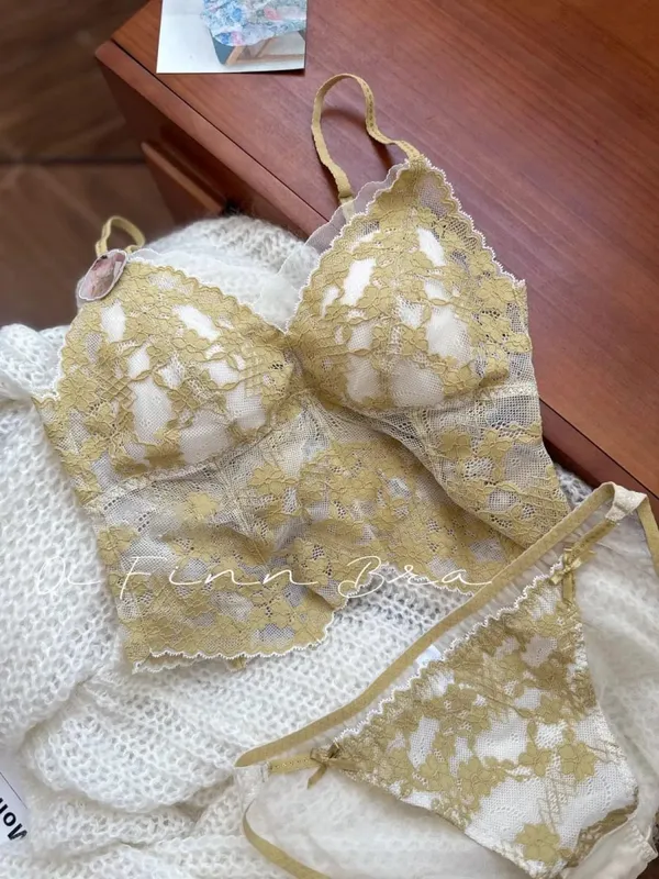 Elegant French Embroidered Halter Bra Small Chest Wrinkle-Free Lingerie Set Beauty Back UK Fit Adjustable Comfort Summer MOYISU — image 8