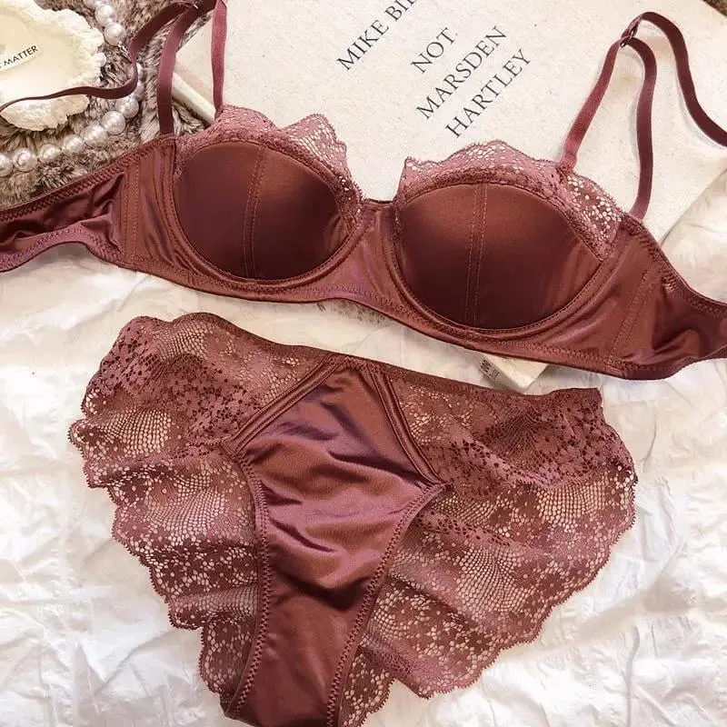 Sexy French Half Cup Lace Bra Soft Underwire Small Breast Enhancer Anti Sag Beautiful Back Women Lingerie 32-38 Comfort All Day — image 10
