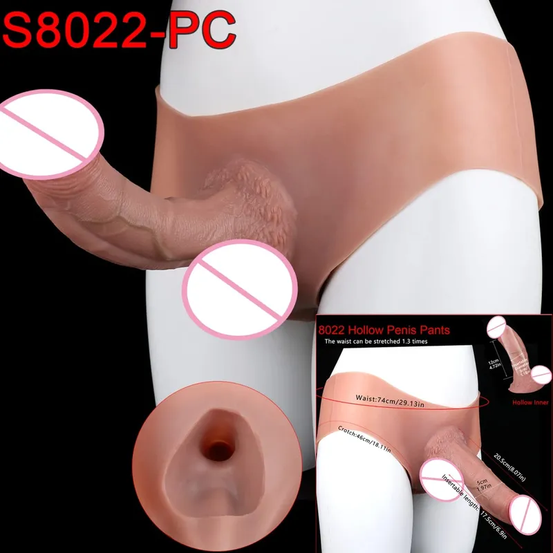 Male Strap-On Long Hollow Dildo Ultra Realistic Penis Extend Sleeve Pants насадка на член Male Cock Cover Sex Toys — image 23