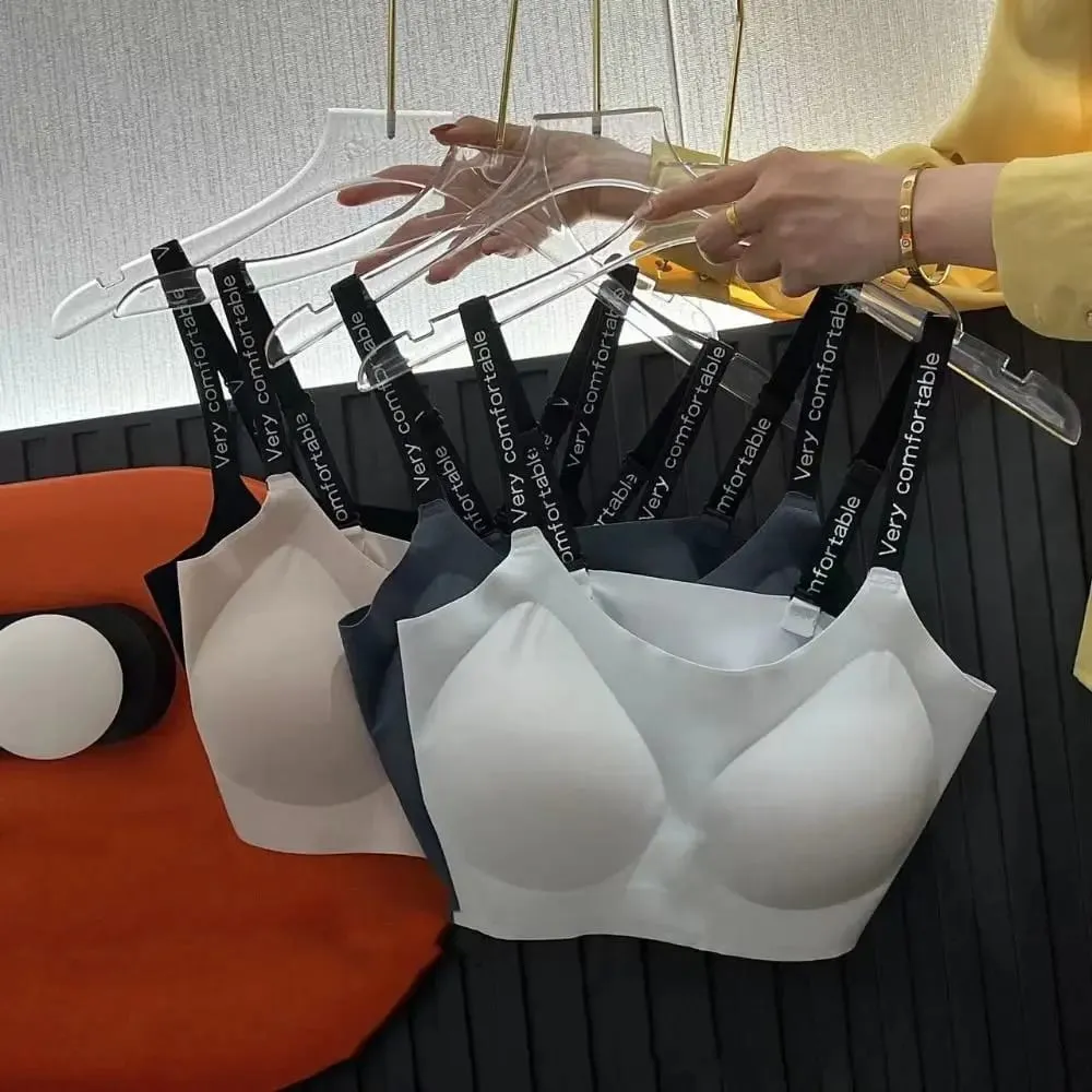 Simple Close-fitting Bras Briefs Set Shockproof Wireless Seamless Underwear Intimates Letter Lingerie Set Women Women — image 2