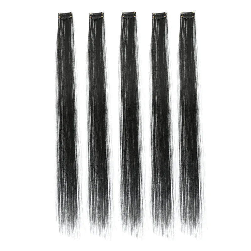5pcs/set Colorful Clip In Synthetic Hair Extension Rainbow Long Straight Hairpieces For Women Girl Kids Y2K Style Daily Party — image 25