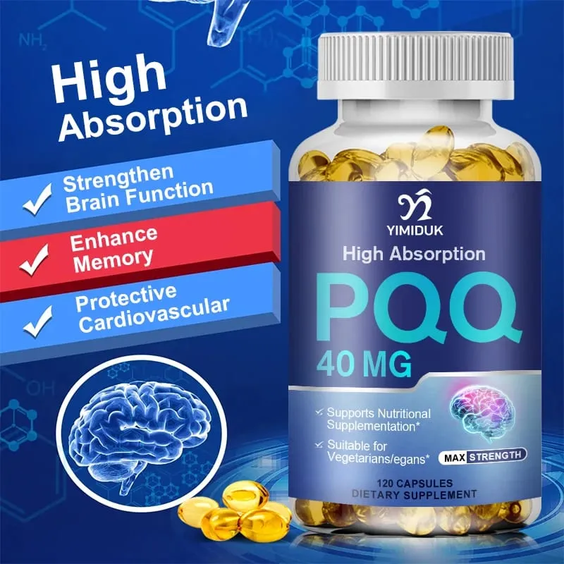 PQQ Capsules 40mg Mitochondrial Biogenesis Support Cell Brain & Heart Health Energy Boost Cognitive Function Antioxidant