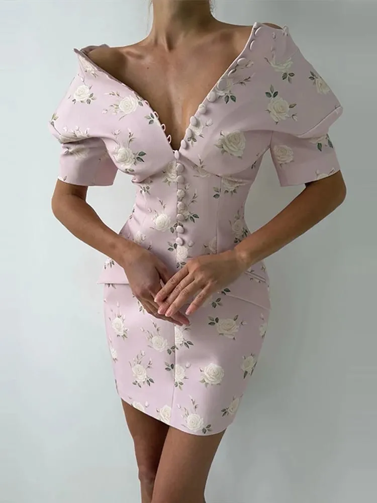 Elegant Women's Dress V-neck Short Sleeve Single Breasted Solid Female Long Dresses 2026 Summer Fashion Sexy New Chic Lady Robe — image 6