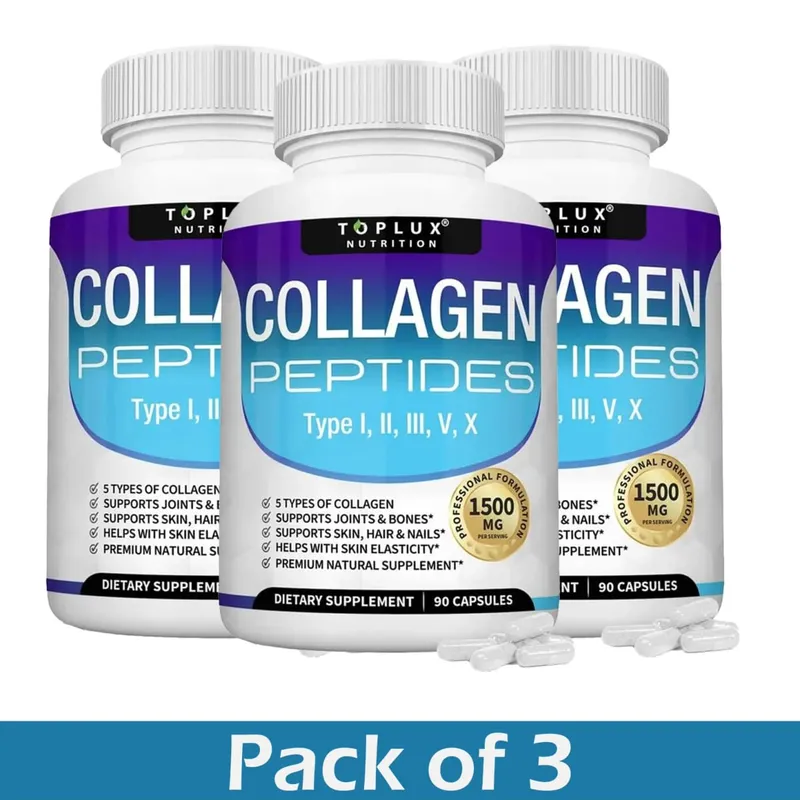 Multi kollagén peptid kapszula 1800 mg - hidrolizált fehérje kollagén komplex tabletták, amelyek elősegítik a bőr és a haj ízületeit férfiaknak, nőknek — image 9