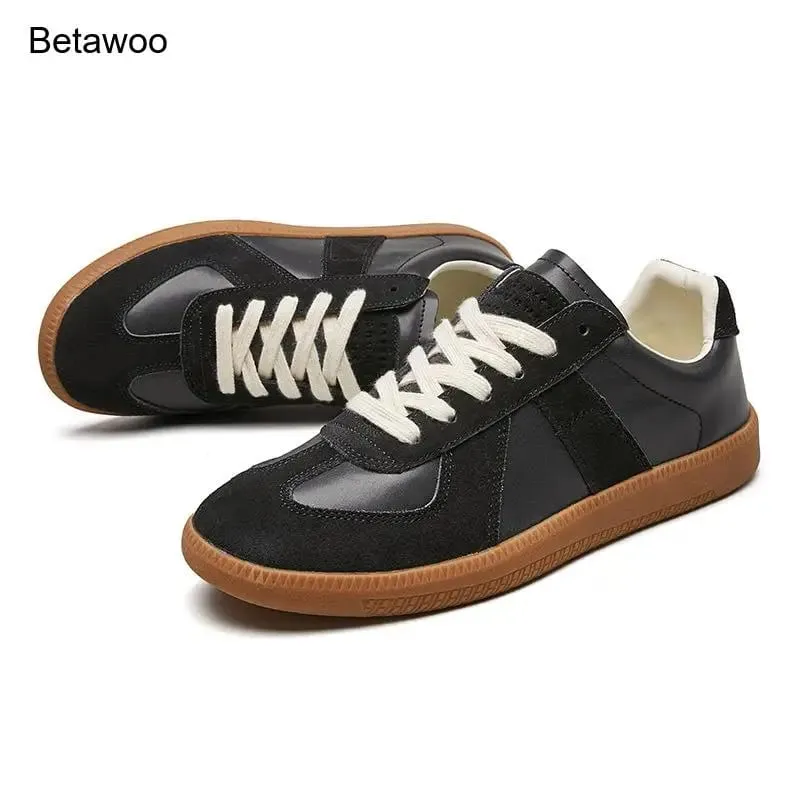 Men Retro Suede Leather Casual Sneakers Lace Up Flat Skate Shoes Comfortable Non Slip Sports Shoes for Men — image 4