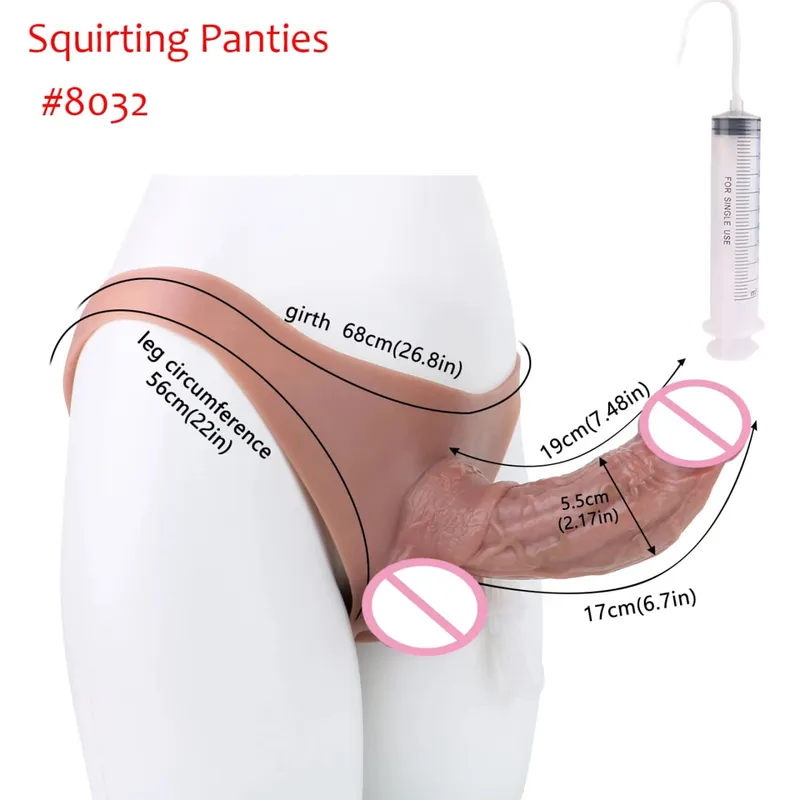 Black Nude Silicone Squirting Panties With Simulated Solid Penis Strapon Big Realistic Ejaculation Dildo Sex Toy For Women