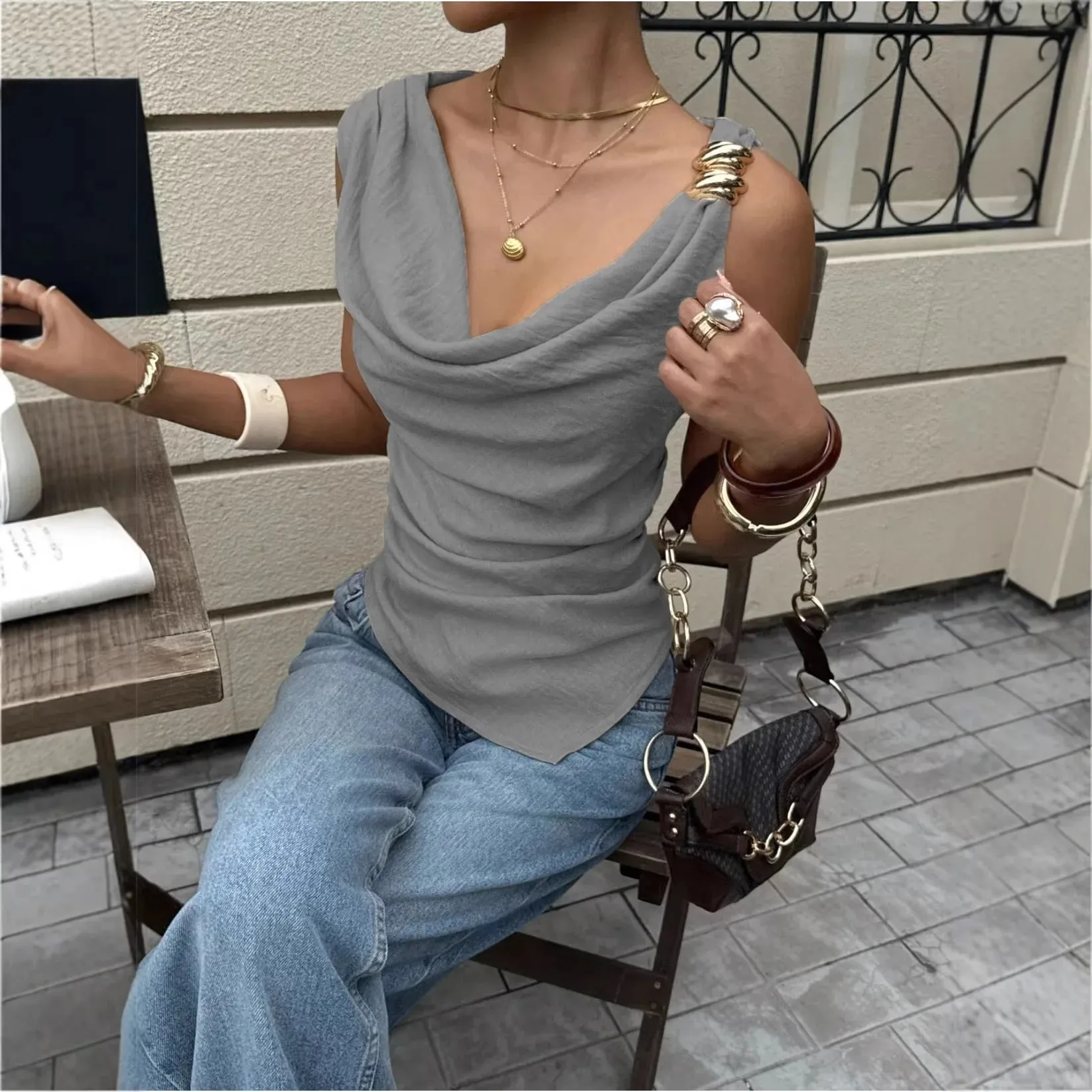 2026 New Women's Summer Tank Top with Metallic Accents — image 11