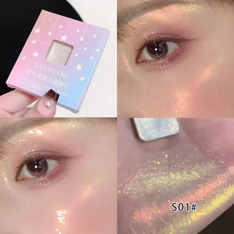 Diamond Chameleon Highlighter Contouring Palette Pearl Flash Discoloration Highgloss Sequin Sparkling Gradient Eye Shadow Makeup — image 11