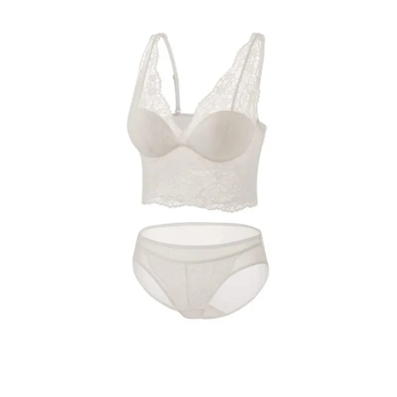 Birdtree Silk Lining Women's Elegant Bra Brief Set Soft Wireless Lace Breathable Bralette 2026 Summer New Underwear A65325JF