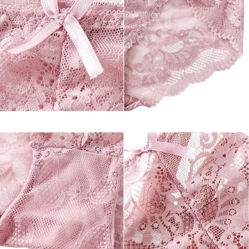 Lace Bra Set for Women Wirefree Bralette Front Criss‑Cross Floral Lace Underwear Sexy Lingerie 2‑Piece Bra And Panty Kit — image 7