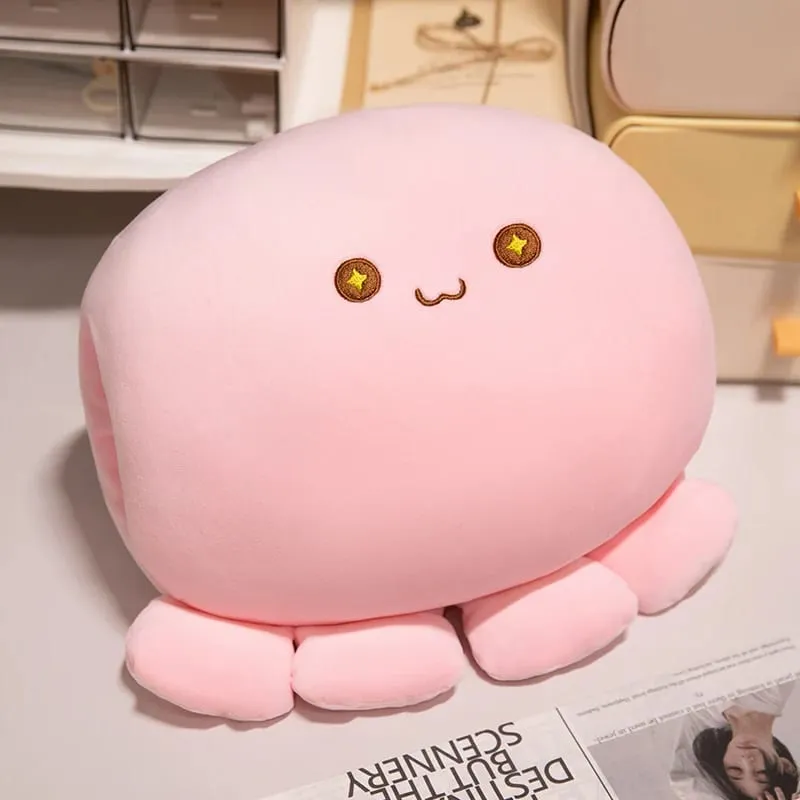 35cm Soft Octopus Plush Pillow Stuffed Ball Shape Aquatic Animal Warm Hands na may mga Butas Warmer Cute Face Plushie Back Support — image 11