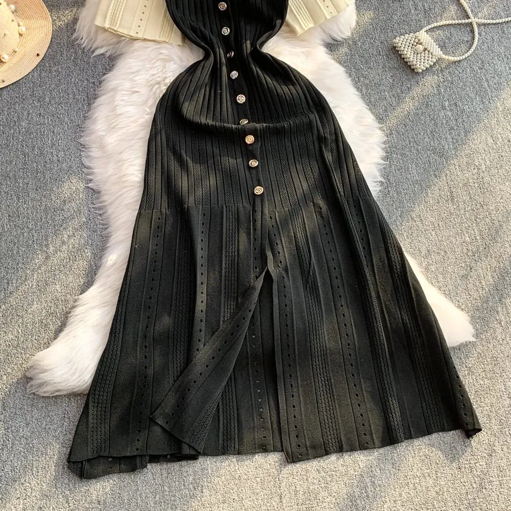 YuooMuoo Women Dress 2026 Spring and Summer Elegant Patchwork One-Piece Knitted Maxi Dress Office Lady Slim Waist Sweater Dress — image 5